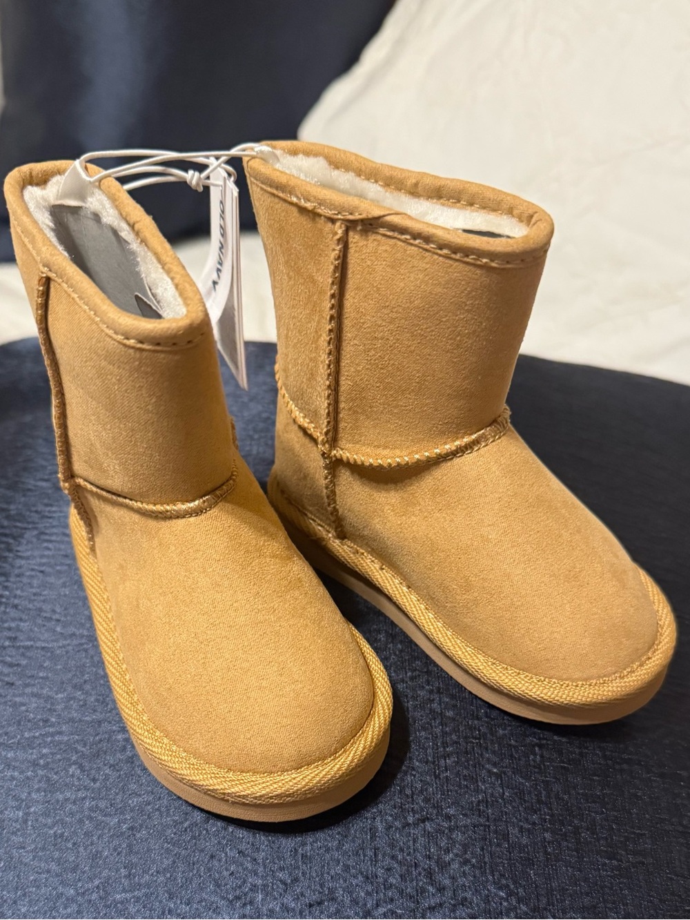 NWT Kids Tan Faux-Suede, Faux-Fur Boots
